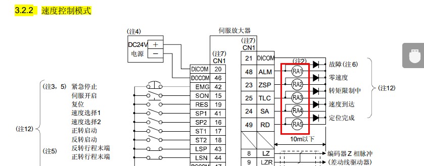 三菱伺服放大器控制线的接线图中ra1ra2ra3是什么